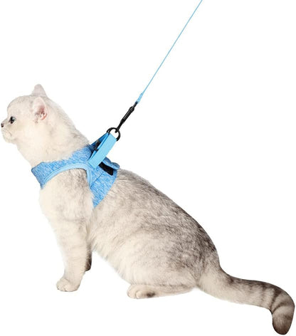 Cat Harness and Leash Set for Walking, Escape Proof Vest Harnesses for Cats, Ultra Light Breathable Soft Jacket (Blue, L (Chest: 13 - 15"))